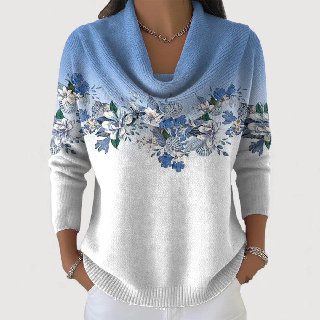 ALBA | MAGLIONE FLOREALE A COLLO ALTO