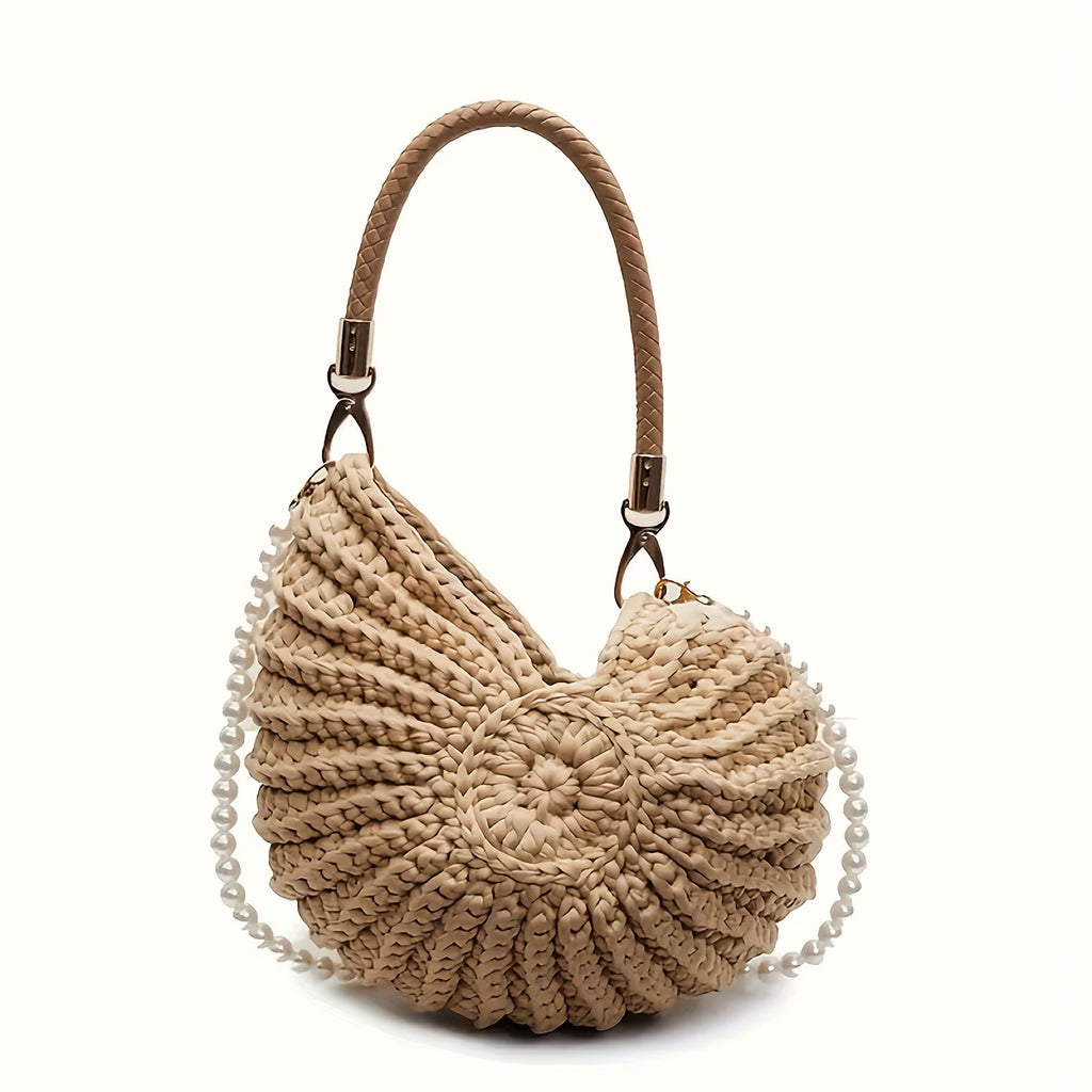 Tea Bolso Tote Tejido con Cadena - Camello