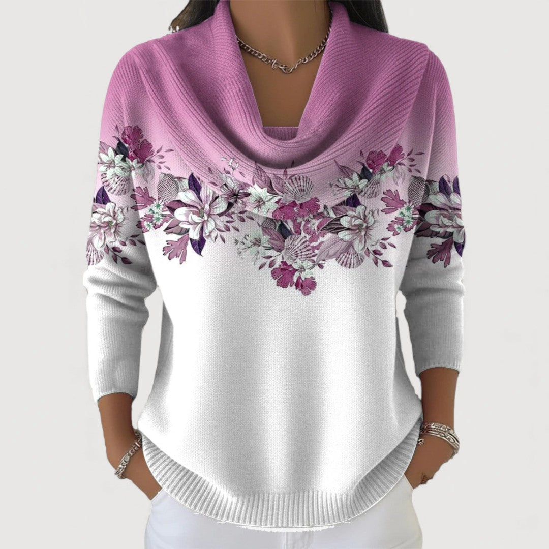 ALBA | MAGLIONE FLOREALE A COLLO ALTO
