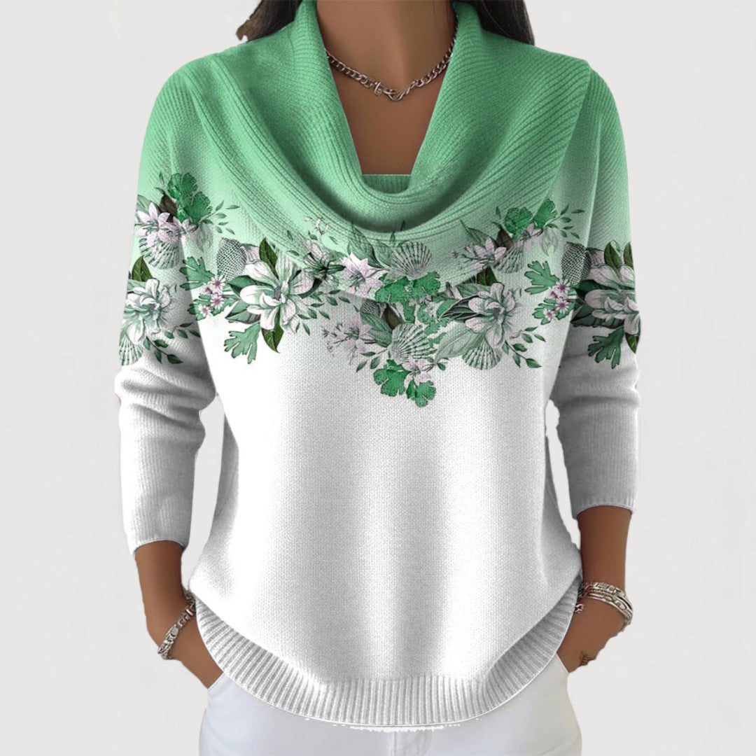 ALBA | MAGLIONE FLOREALE A COLLO ALTO