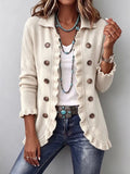 ADELINA | CARDIGAN IN MAGLIA AVORIO CON VOLANT
