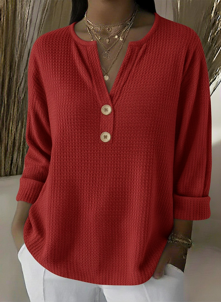 LUCIA | MAGLIA HENLEY GOFFRATA CON BOTTONI