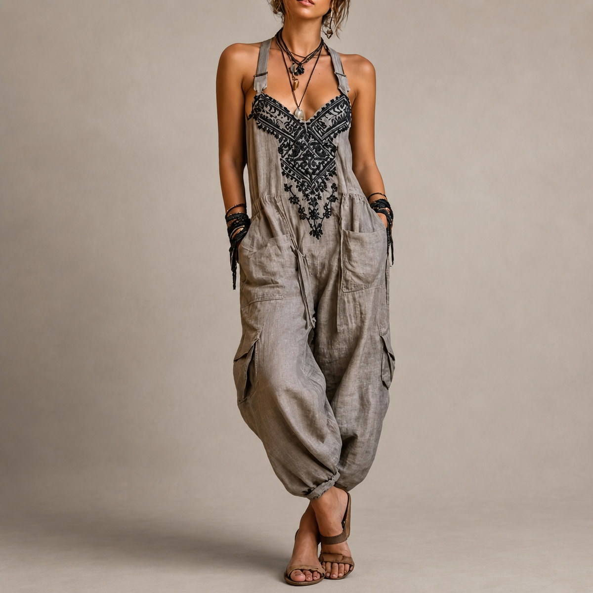 WREN | Tuta boho con ricamo