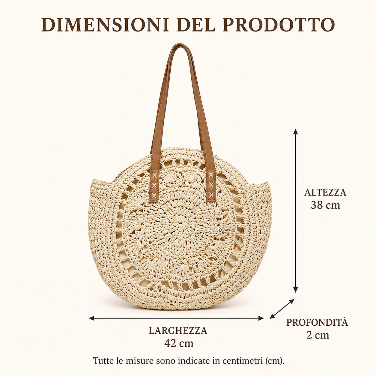 Linda Bolso Redondo de Paja - Detalle