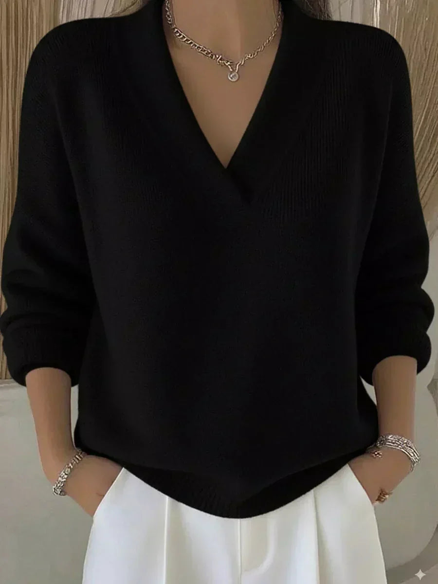 VALERIA | MAGLIONE MORBIDO CON SCOLLO A V