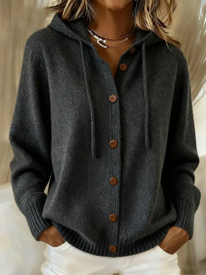 BIANCA | CARDIGAN CON CAPPUCCIO E BOTTONI
