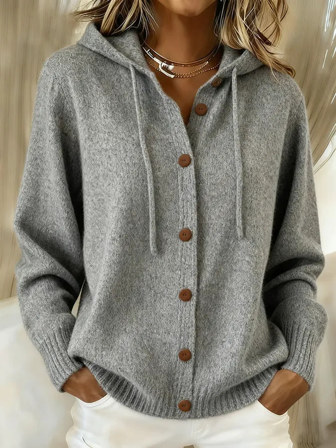 BIANCA | CARDIGAN CON CAPPUCCIO E BOTTONI