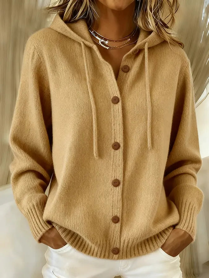 BIANCA | CARDIGAN CON CAPPUCCIO E BOTTONI
