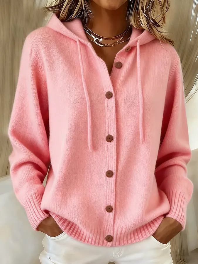 BIANCA | CARDIGAN CON CAPPUCCIO E BOTTONI