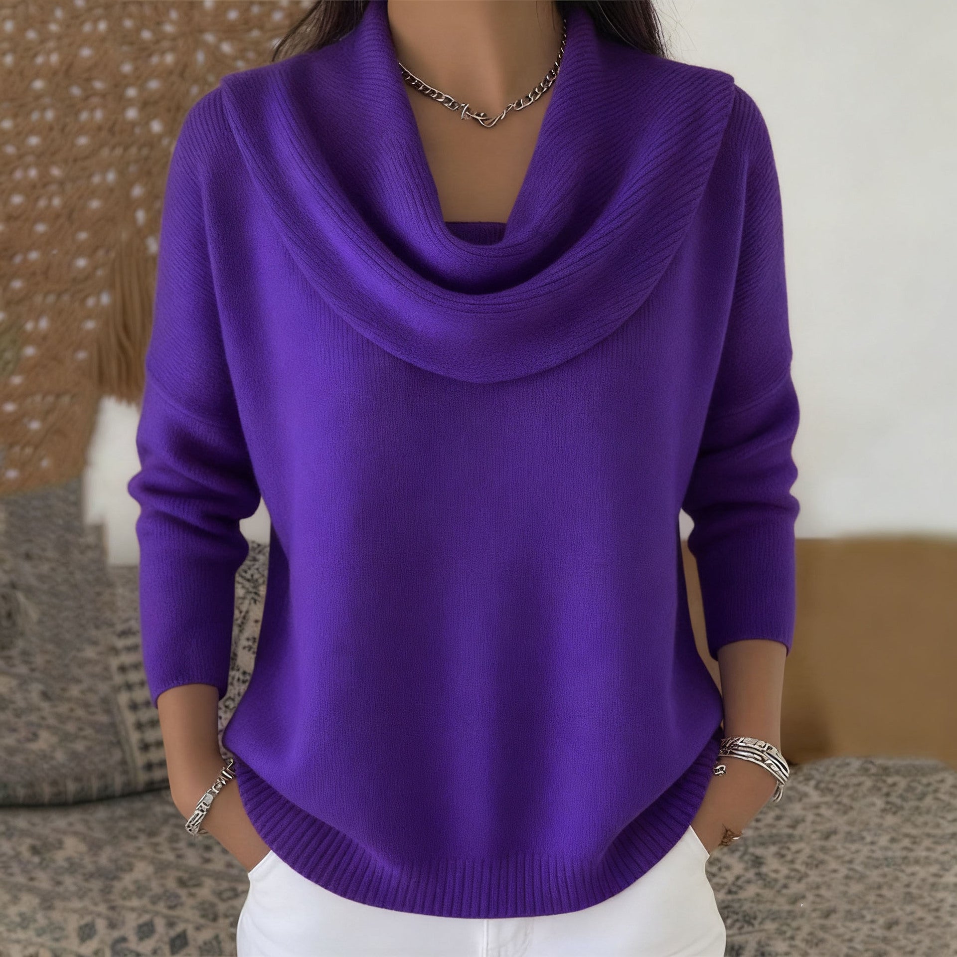 GIULIA | MAGLIONE CON COLLO DRAPPEGGIATO
