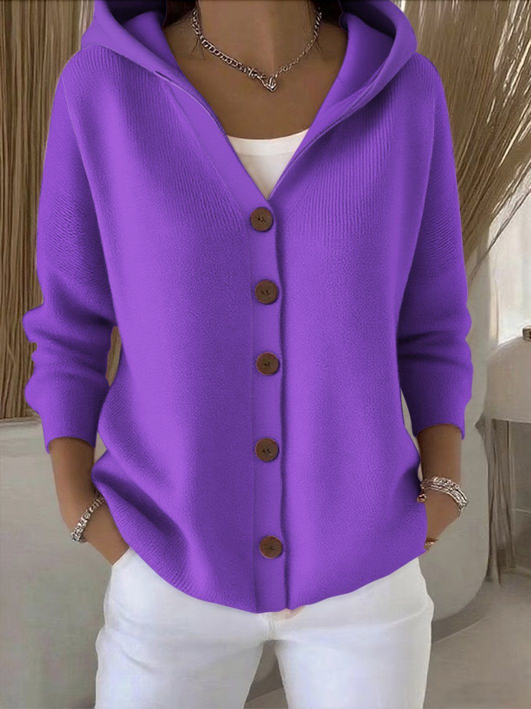 ROBERTA | CARDIGAN IN MAGLIA CON CAPPUCCIO