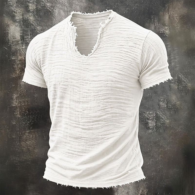 T-SHIRT VINTAGE CON SCOLLO A V | 100% COTONE