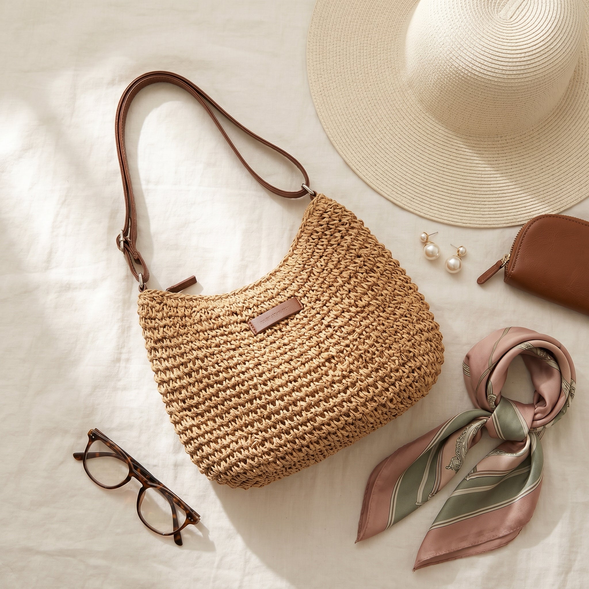 Colomba Bolso Tejido Elegante - Caqui