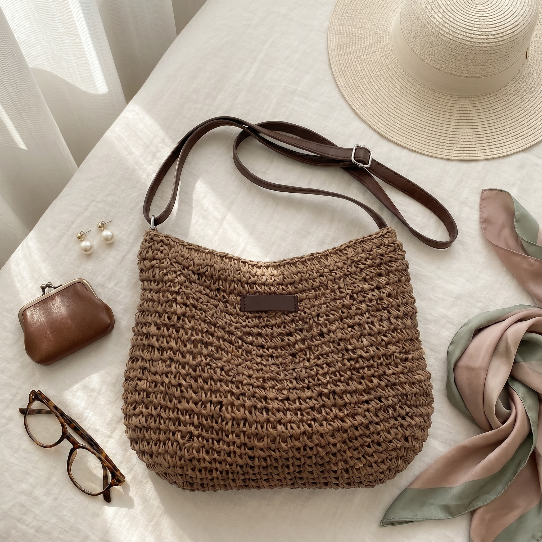 Dina Bolso Tejido Elegante - Café Oscuro