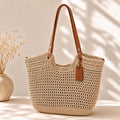 Alina Bolso Shopper Tejido a Crochet - Beige Claro