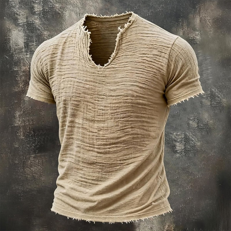 T-SHIRT VINTAGE CON SCOLLO A V | 100% COTONE