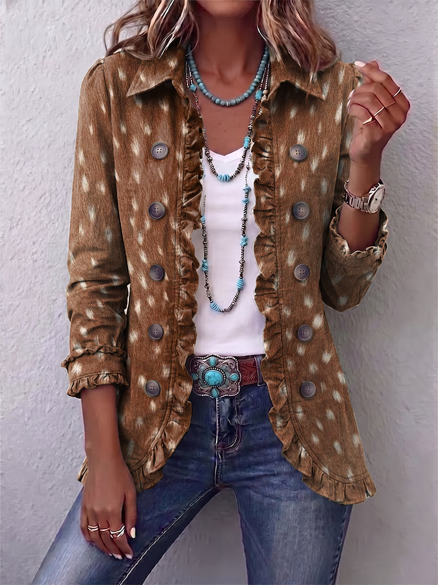 NICOLETTA | GIACCA ANIMALIER CON VOLANT