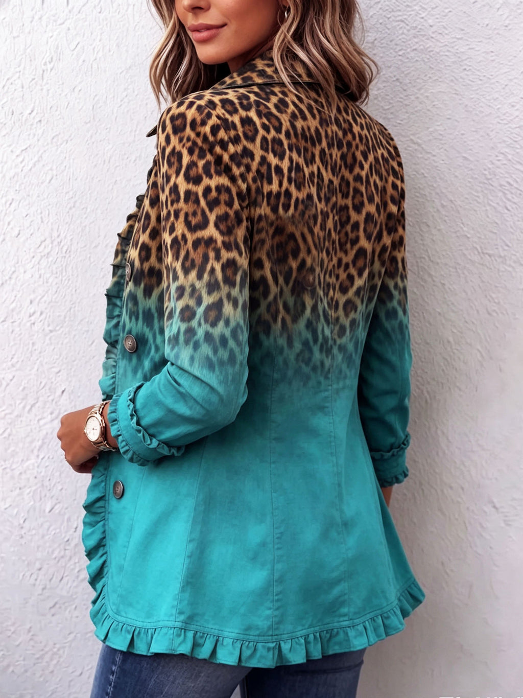 MARTINA | BLAZER LEOPARDATO SFUMATO CON VOLANT