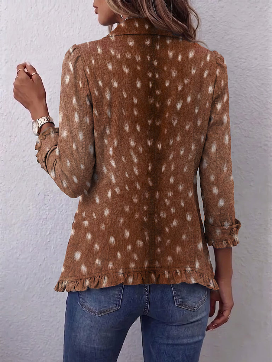 NICOLETTA | GIACCA ANIMALIER CON VOLANT
