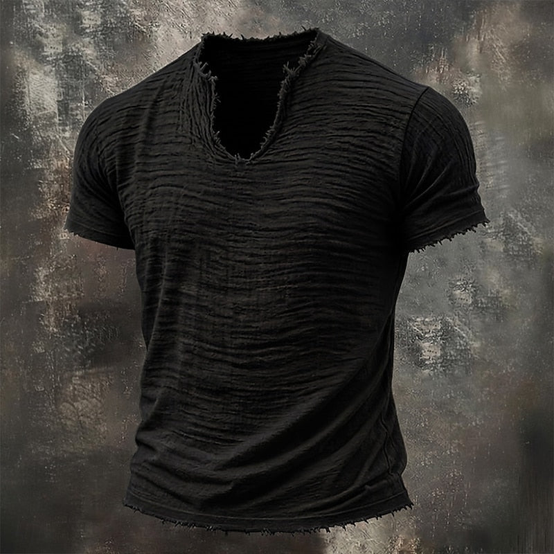 T-SHIRT VINTAGE CON SCOLLO A V | 100% COTONE