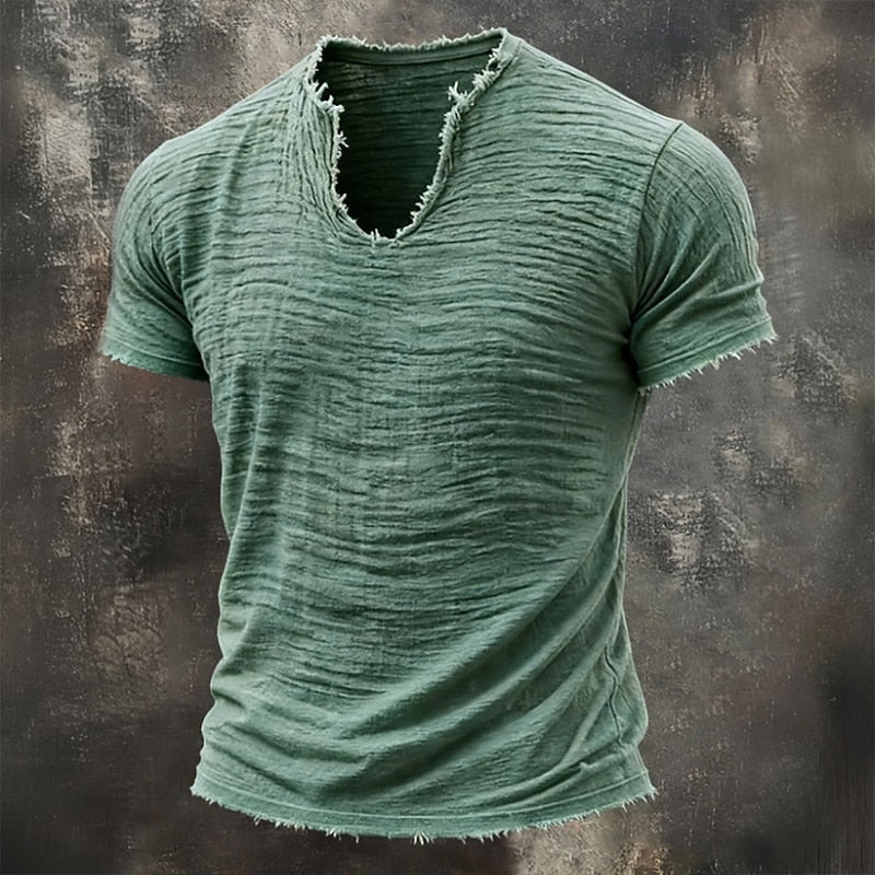 T-SHIRT VINTAGE CON SCOLLO A V | 100% COTONE