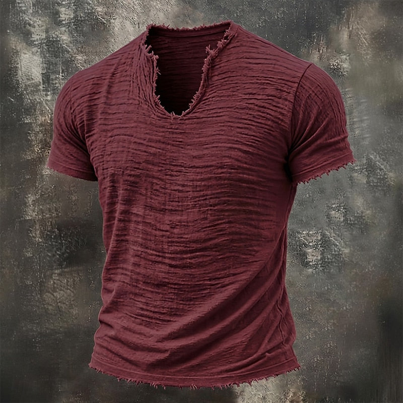 T-SHIRT VINTAGE CON SCOLLO A V | 100% COTONE