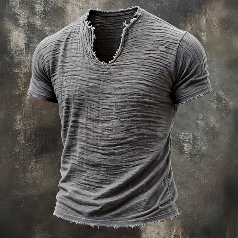 T-SHIRT VINTAGE CON SCOLLO A V | 100% COTONE